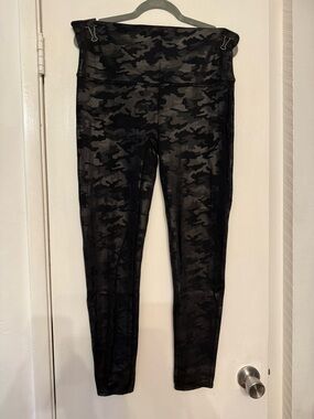 SPANX Black Charcoal Faux Letter Camo High-Waist Leggings